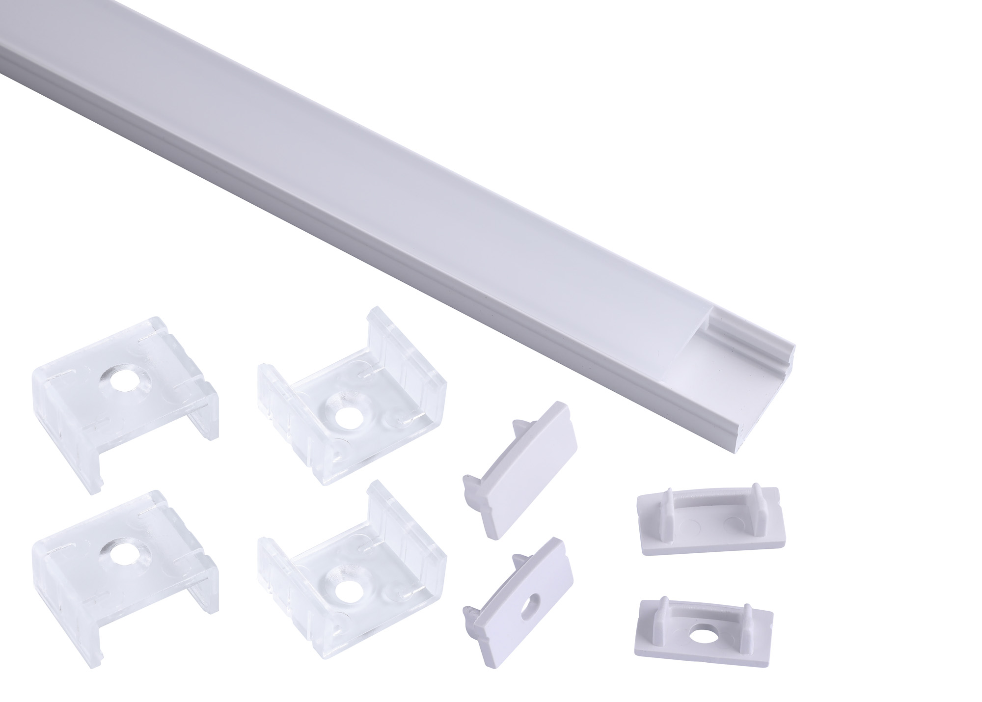 M7381  Tiras 2m, 17 x 8.5mm White Aluminium Profile With Diffuser And Accessories
